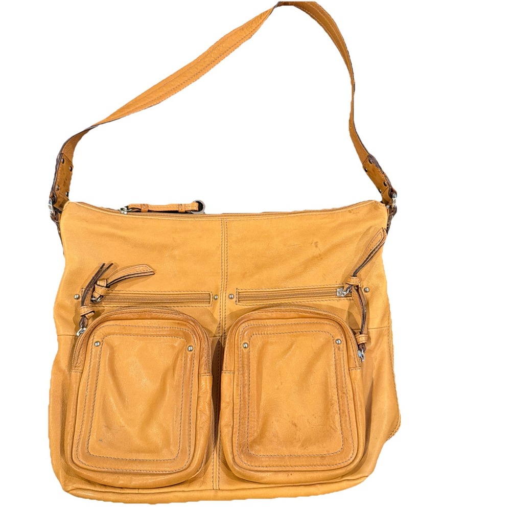 tignanello leather Cargo Hobo Shoulder handbag Camel/tan‎